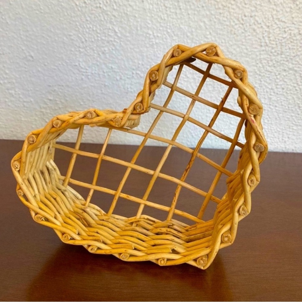 Wicker heart shaped basket
